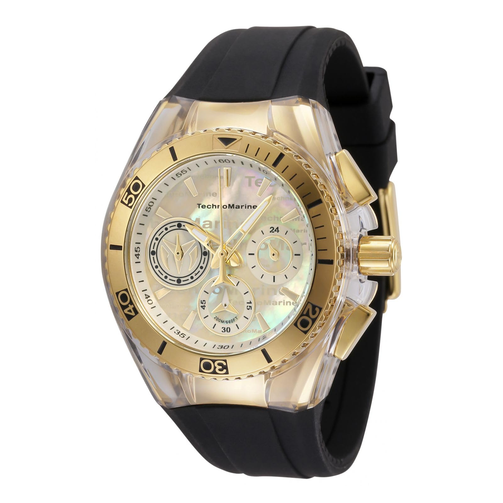 TechnoMarine Women's Cruise California Stainless Steel Quartz Watch with Silicone Strap - 26.25mm Case (Model TM120030) - Black - Perfect for Casual Wear, Beach Outings & Everyday Fashion Accessory