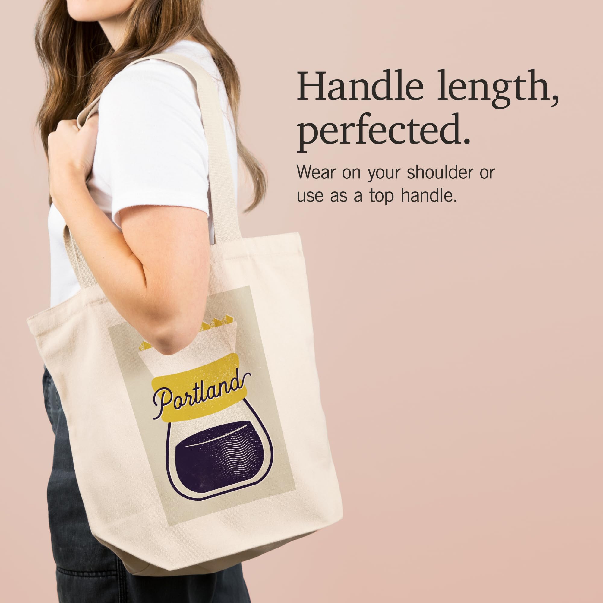 Lantern Press Portland Oregon Ate My Way Collection - 100% Cotton Canvas Reusable Tote Bag with Pour Over Coffee & Food Typography Design | Perfect for Grocery Shopping, Beach Trips & Farmers Markets