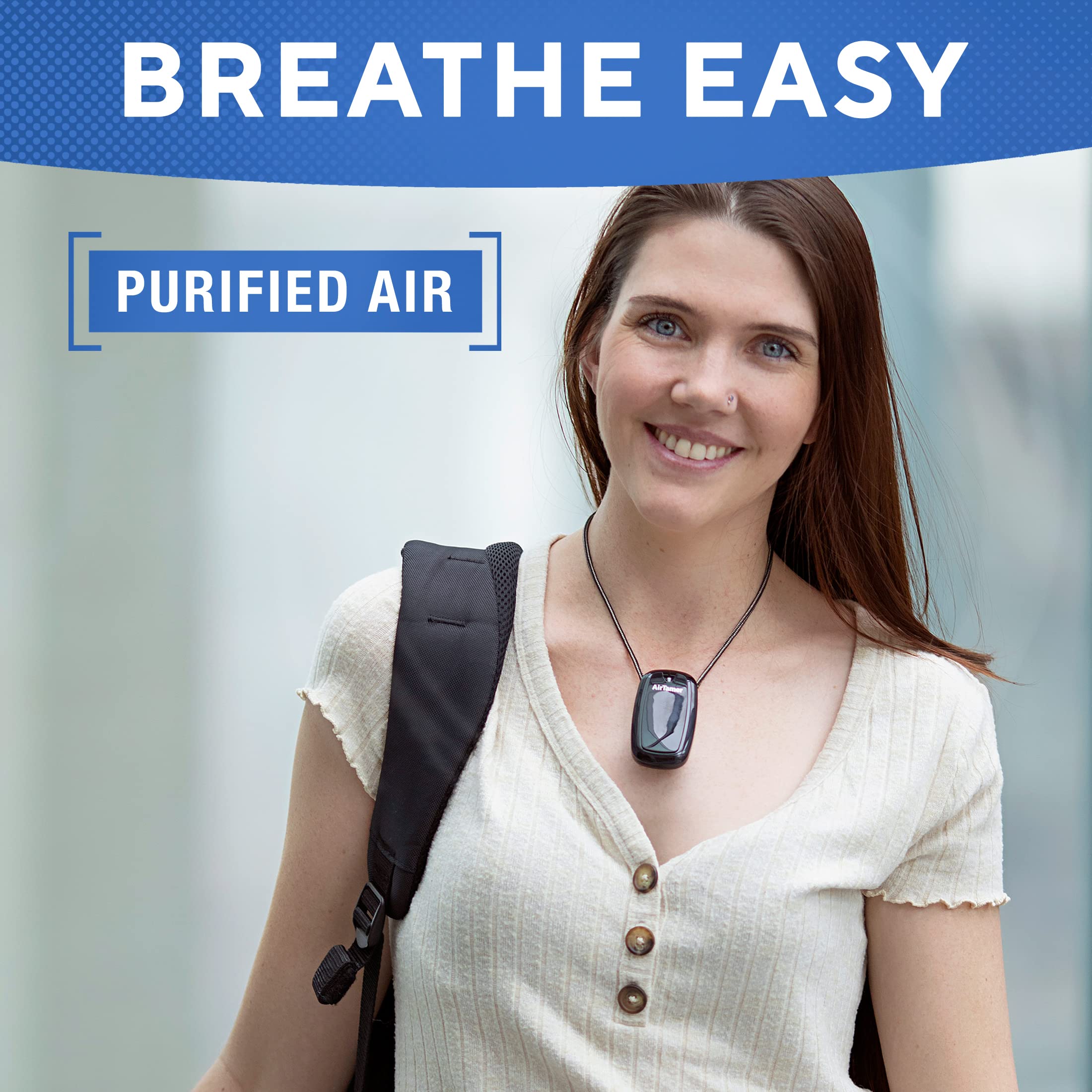AirTamer A315 Portable Negative Ion Air Purifier - Rechargeable Personal Air Cleaner with Travel Case | Proven Performance for Home, Office & Travel | Black with Black Leather Case