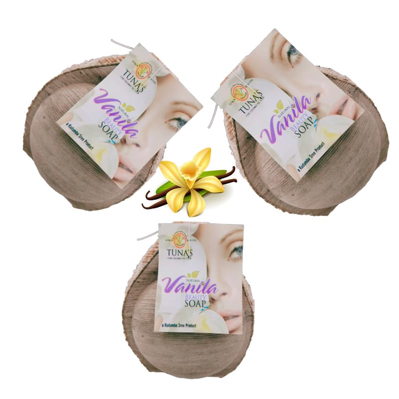 Tunas Kerala Ayurvedic Herbal Bath Soap Combo Pack - 3x100g Vanilla Soap Bars | Natural Skin Care for Dry & Sensitive Skin | Perfect for Daily Cleansing & Aromatherapy