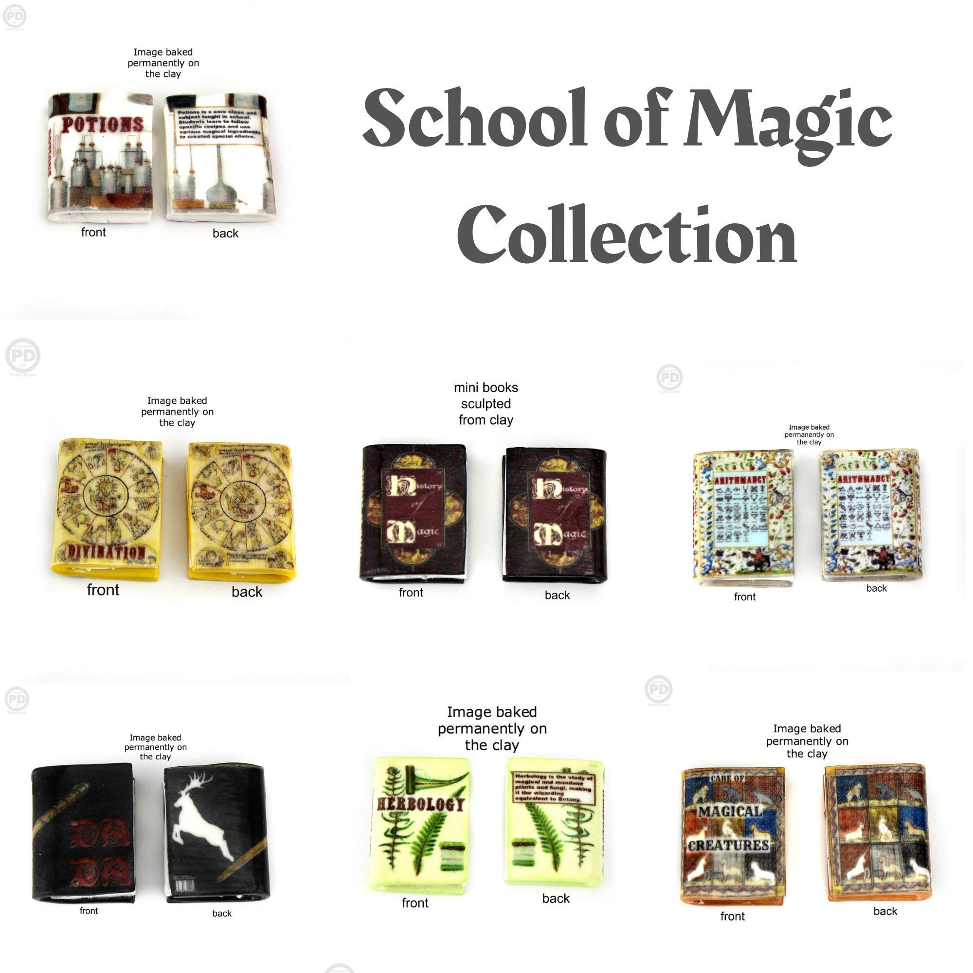 Magic Witchcraft & Wizardry 7-Piece Clay Mini Book Charm Bracelet - Perfect for Cosplay, Book Lovers & Fantasy Gift Giving