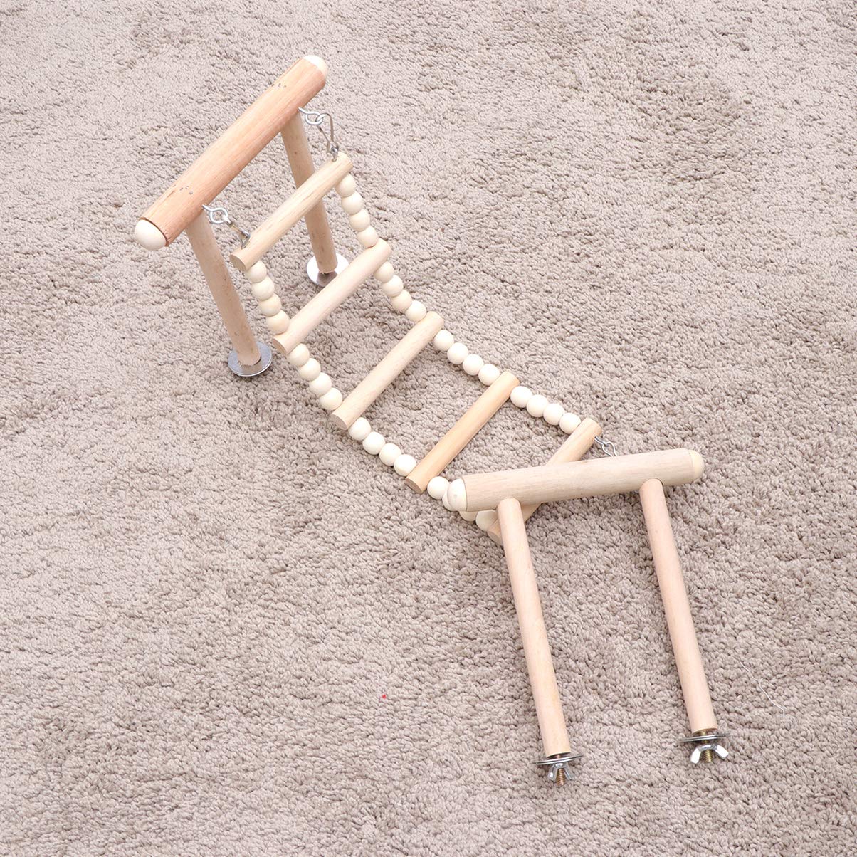 POPETPOP Wooden Bird Toys Set - Chewable Climbing Ladder, Swing & Standing Rack for Parrots, Budgies & Pet Birds | Durable Cage Accessories for Play & Exercise | Perfect for Small Birds' Mental Stimulation & Physical Activity
