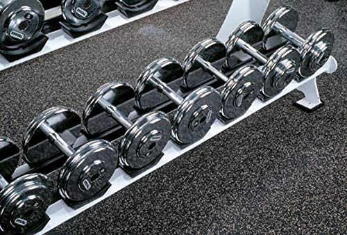Premium 1/4 Inch (7mm) Thick Heavy Duty Rubber Floor Mats - 10% Blue/Grey - 4' x 12' Roll - Protective Exercise Mats for Home Gym, Garage, and Workout Room - Durable Non-Slip Rubber Flooring for Fitness, Yoga, and Weight Training