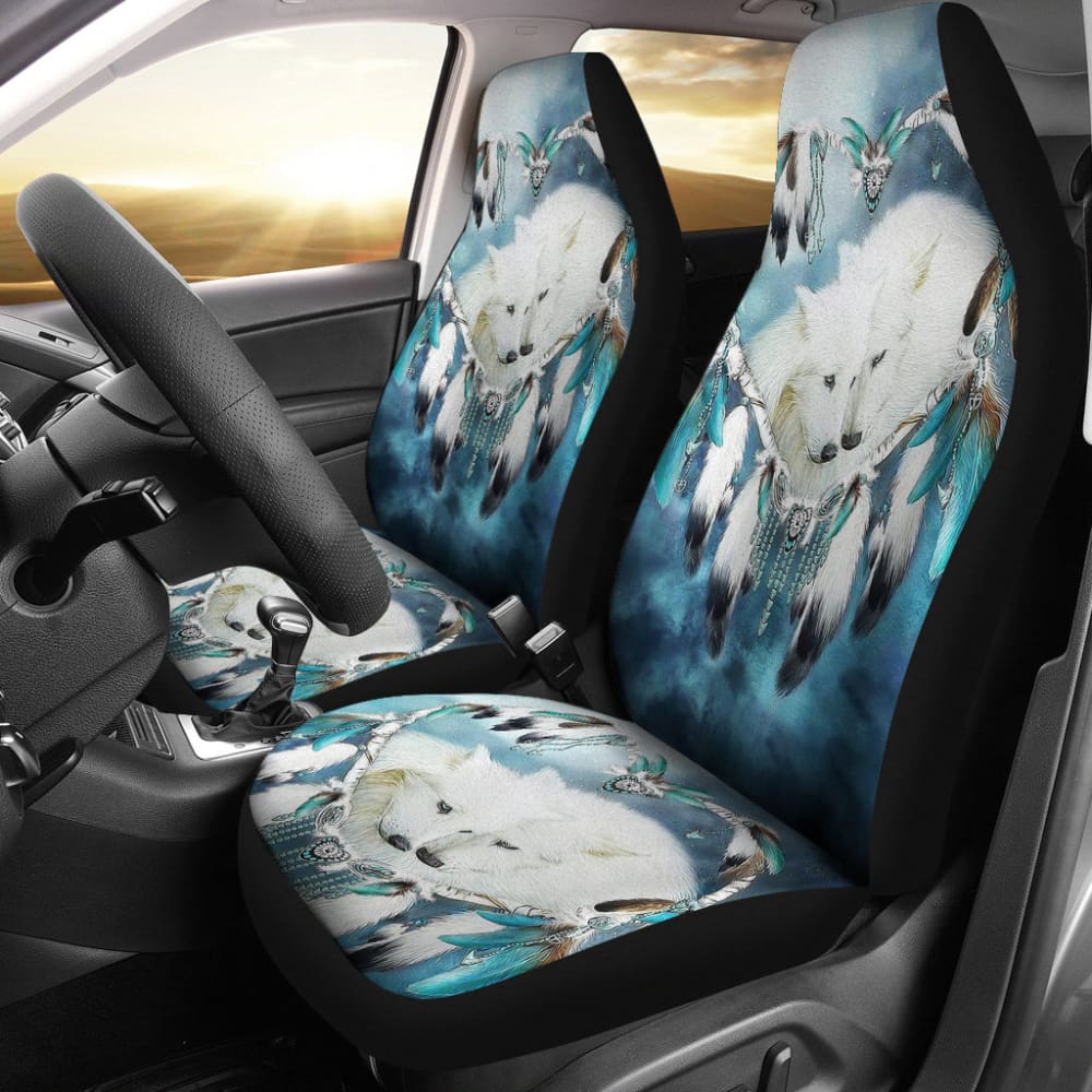 Premium Wolf Dreamcatcher Car Seat Covers for Cars, Trucks & SUVs - Stylish Protection with Native American Design - Perfect for Road Trips, Camping & Outdoor Adventures