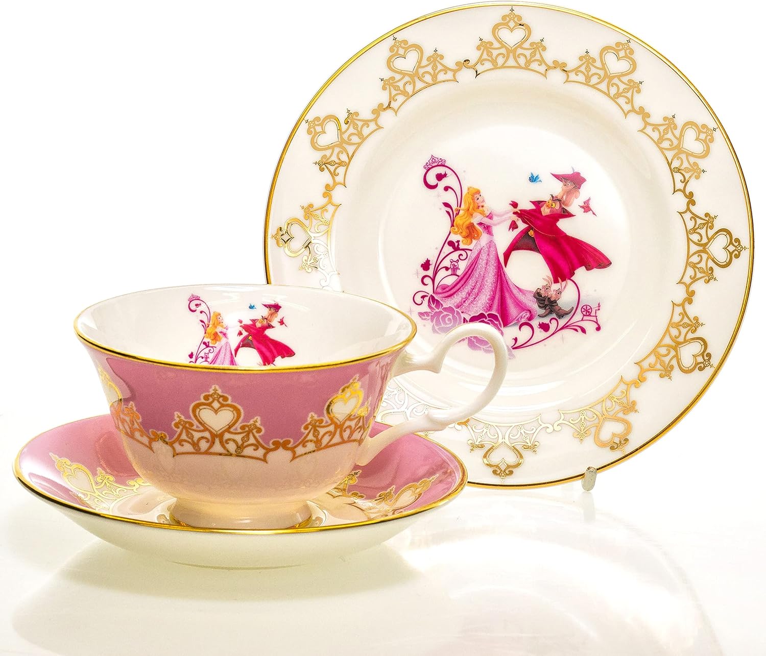 Disney Sleeping Beauty Aurora Bone China Tea Cup and Saucer Set - Elegant English Ladies Tea Party Collection - Perfect for Afternoon Tea, Bridal Showers & Disney Princess Themed Events