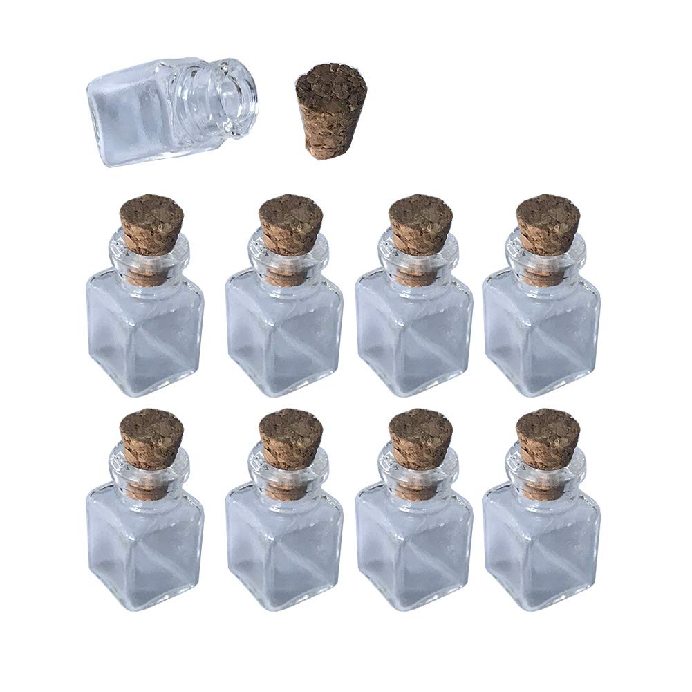 100pcs Mini Rectangle Glass Bottles with Cork - Transparent Small Jars for DIY Crafts, Wedding Favors, Essential Oils & Gift Packaging - Perfect for Home Decor, Party Supplies & Bathroom Organization