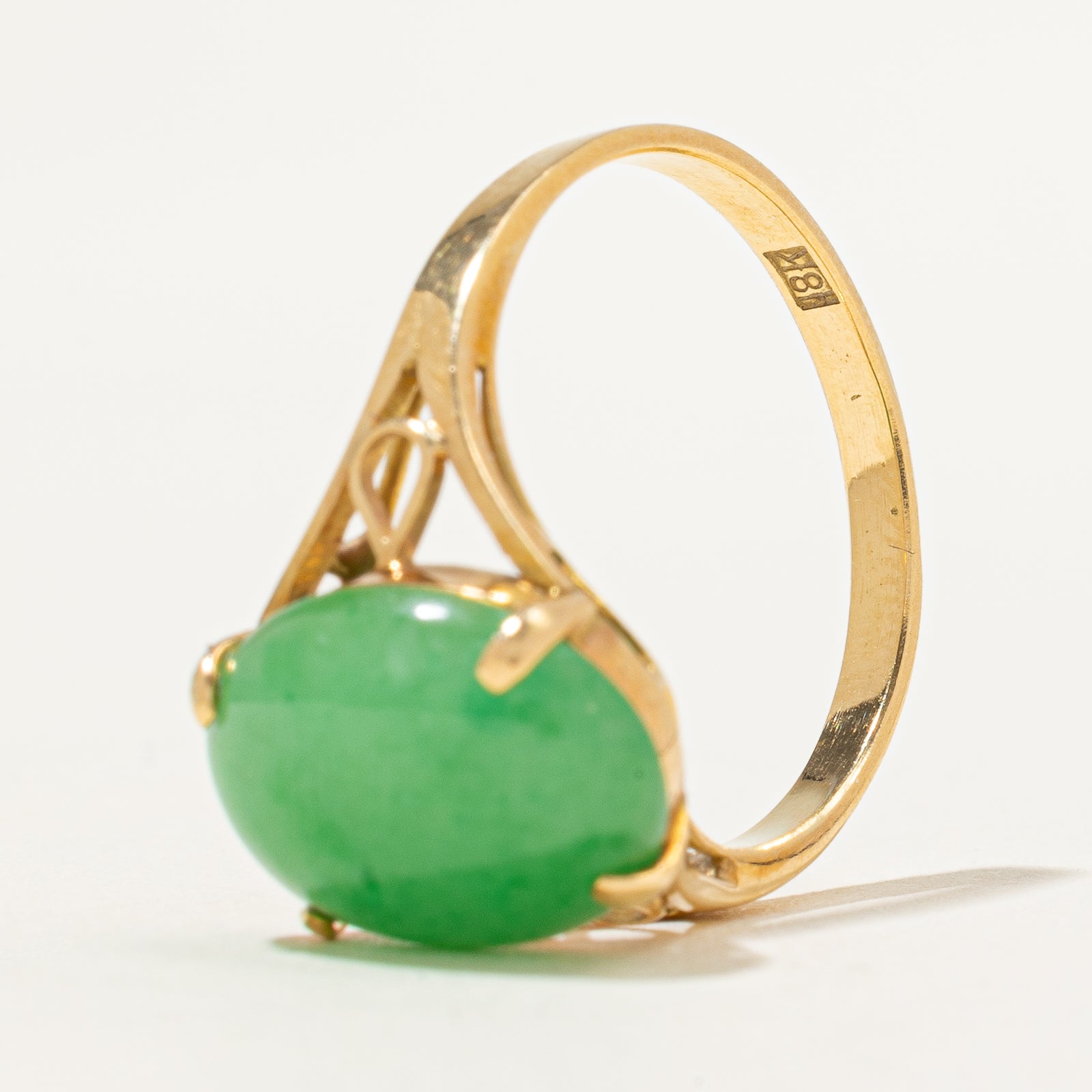 4.00ct Oval Cabochon Jade Ring - Size 6.75 | Natural Green Gemstone Jewelry for Women | Perfect for Weddings, Parties & Everyday Elegance