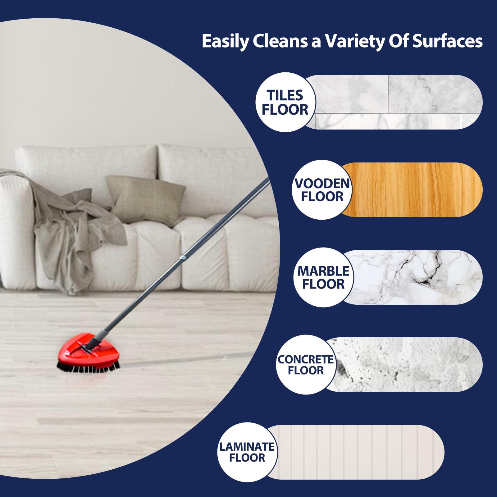 Spin Mop Scrub Brush Head 2-Pack - Hard Bristle for EasyWring System - Bathroom & Kitchen Cleaning