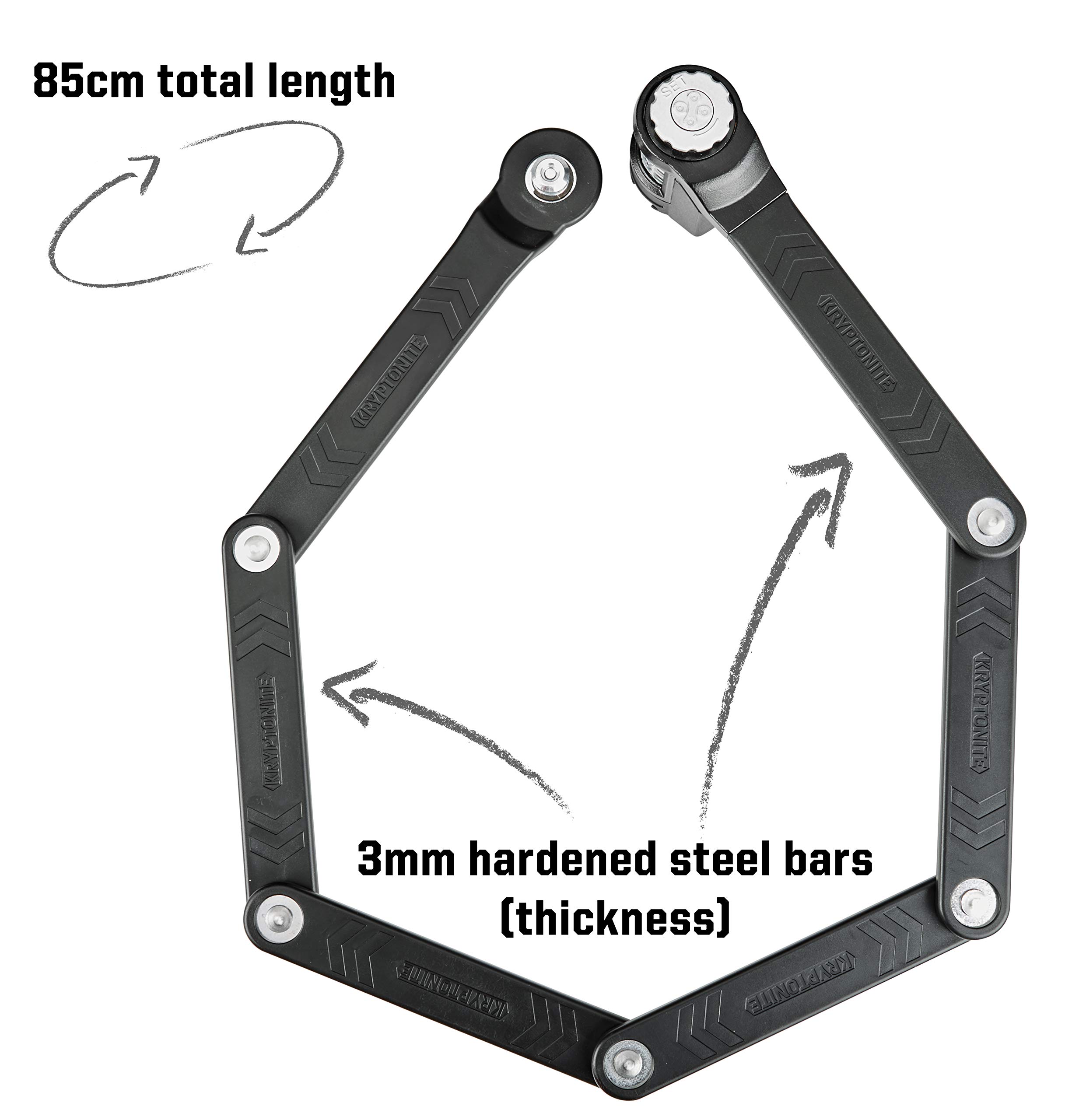 Kryptonite Keeper 585 Folding Bike Lock - High Security Anti-Theft Foldable Bicycle Lock with 4-Digit Resettable Combination, 85cm (33 in) - Perfect for E-Bikes, Scooters, Road & Mountain Bikes - Secure Parking at Work, School or Outdoor Adventures