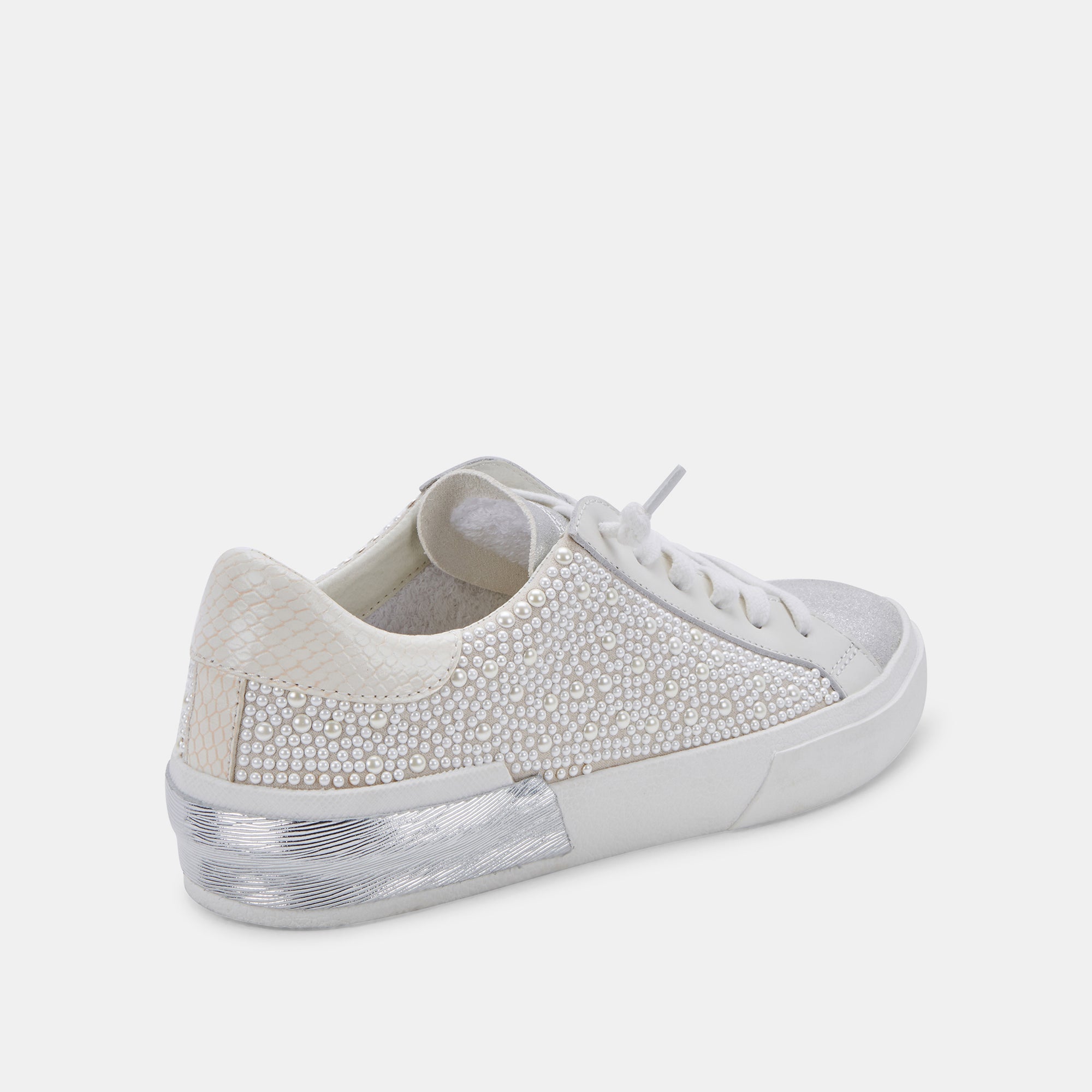 ZINA PEARL WIDE SNEAKERS VANILLA PEARLS - Comfortable Wide Fit Women's Sneakers with Pearl Accents for Casual Wear, Walking & Fashion Outfits
