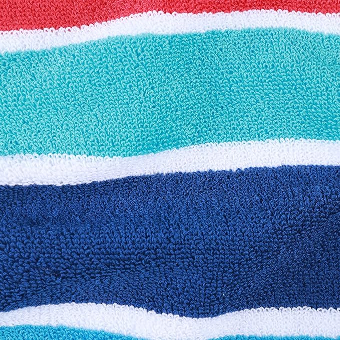 Ocean Stripe Oversized Cotton 2 Piece Beach Towel Set - Soft & Absorbent Bath Towels for Pool, Beach, Gym & Spa - Quick Dry & Lightweight for Travel & Vacation