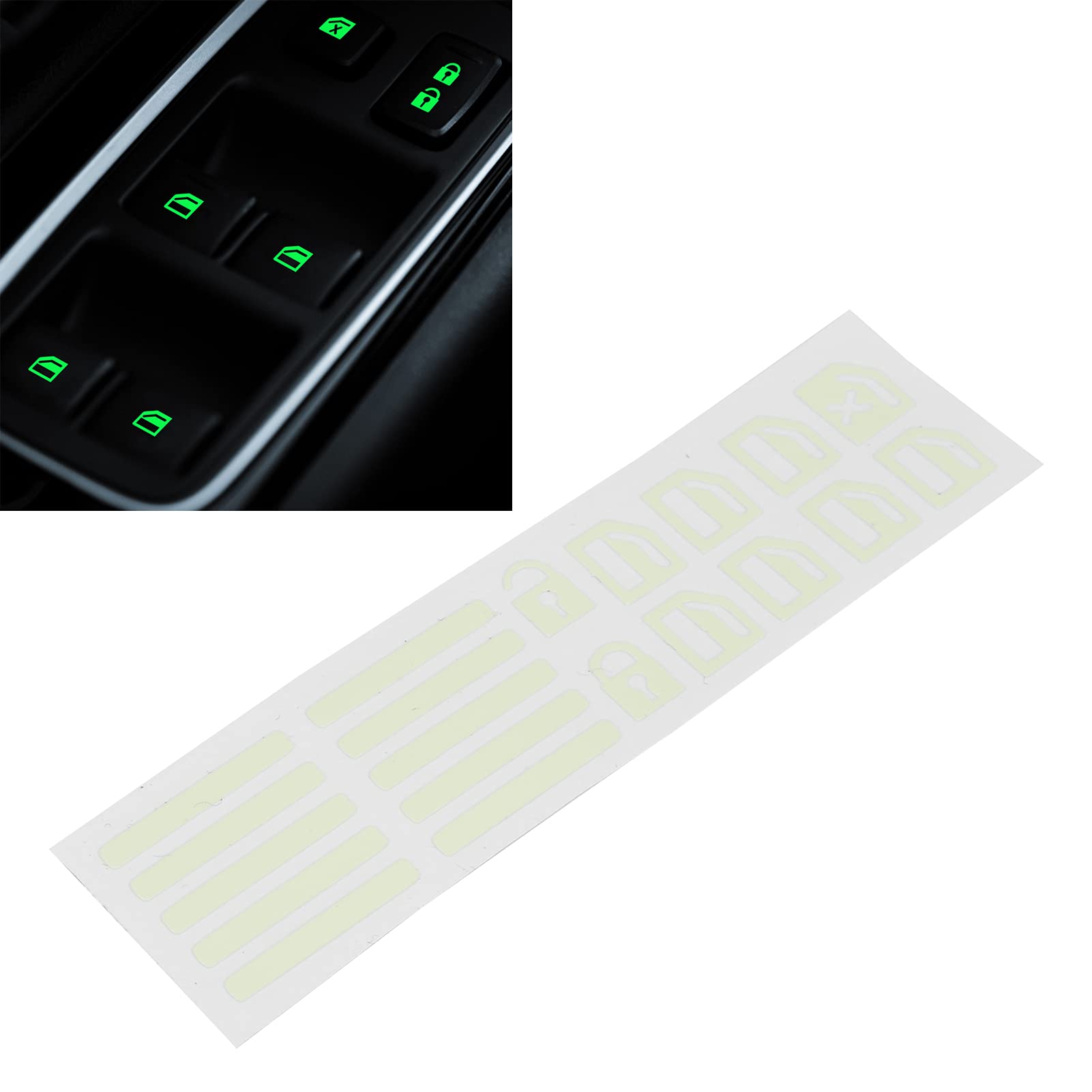 Glow in the Dark Car Window Switch Stickers - Universal Fluorescent Green Door Lock & Button Decals for Enhanced Night Visibility - Perfect for Night Driving, Car Interior Customization, and Safe Vehicle Operation