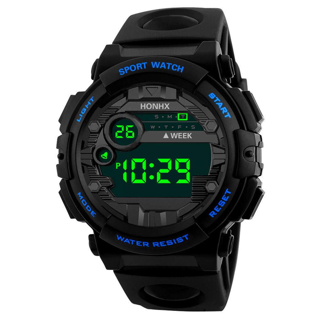 Premium Men's Digital Sports Watch - Waterproof LED Outdoor Fitness Tracker with Date Display - Perfect for Running, Hiking & Gym Workouts (Blue, One Size)
