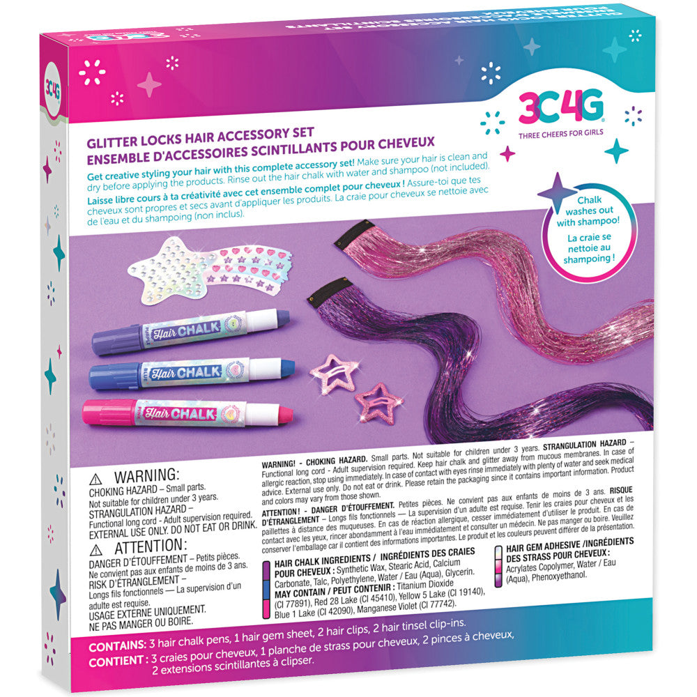 3C4G Imagination Land Glitter Locks Hair Accessory Kit - 8pcs Colorful Hair Clips for Girls, Kids & Teens - Perfect for Parties, School, Cosplay & Daily Styling