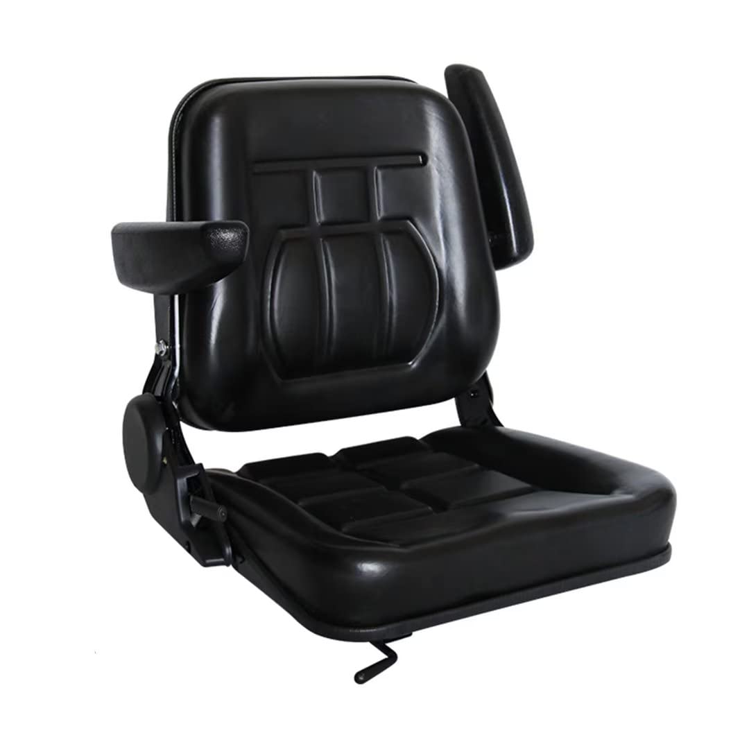 Universal Forklift Seat - Black Tractor Seat with Armrests & Switch, 6