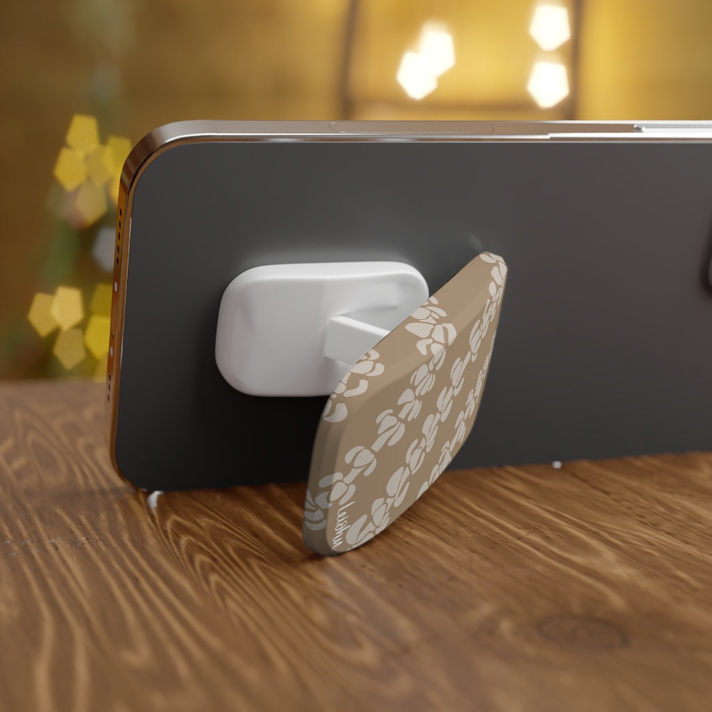 Puakenikeni Mocha Phone Grip - Non-Slip Phone Holder with Strong Adhesive for iPhone, Samsung & Smartphones - Perfect for Driving, Gym, Work & Daily Use