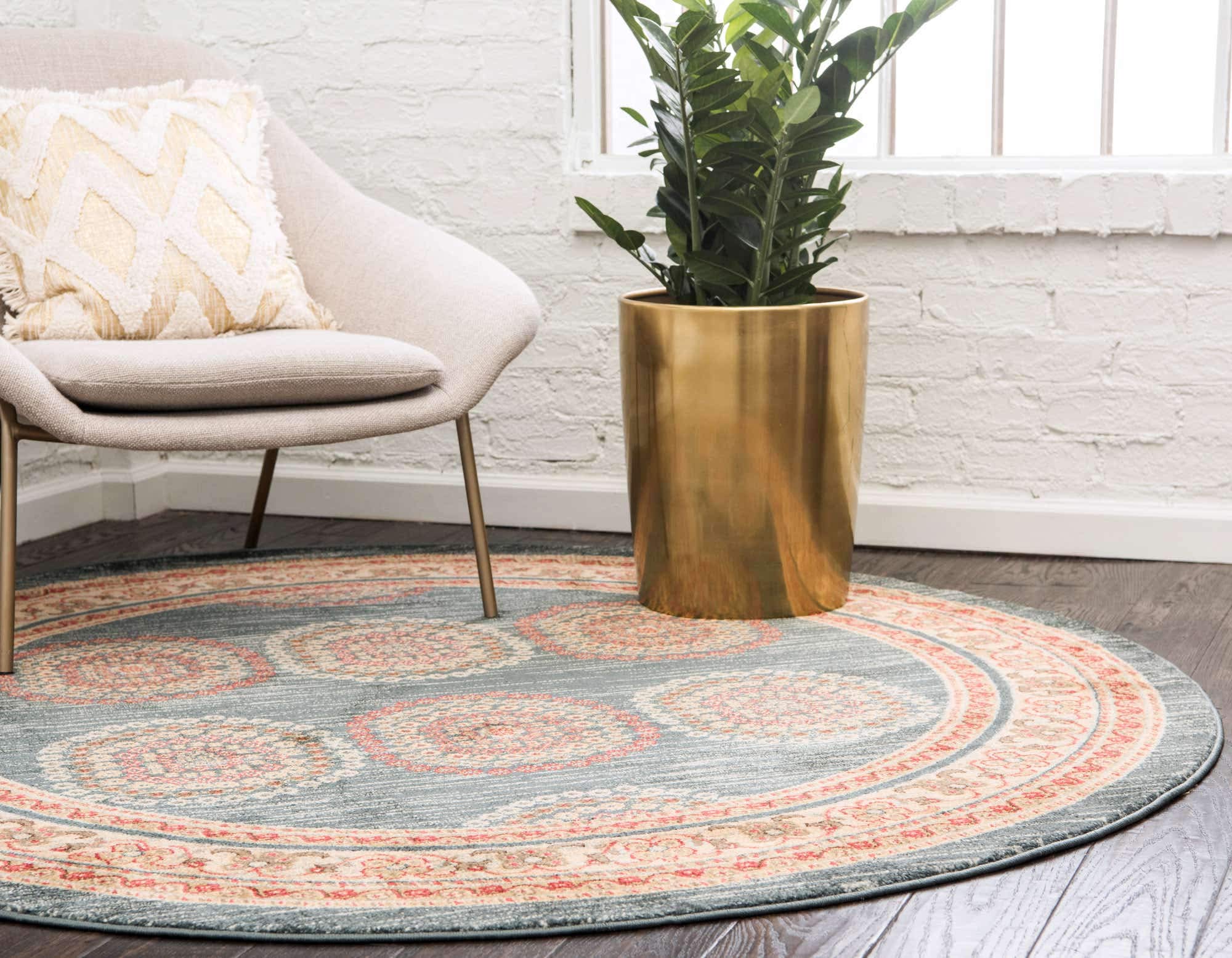 Unique Loom Fars Collection Modern Medallion Tribal Design Natural Hues Area Rug 8x8 Feet Navy Blue Beige - Perfect for Living Room, Bedroom & Home Decor