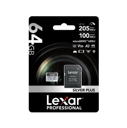 Lexar Professional SILVER PLUS microSDXC UHS-I Memory Card 64GB 128GB 256GB - High Speed Storage for Smartphones, Drones, Action Cameras & Gaming Devices