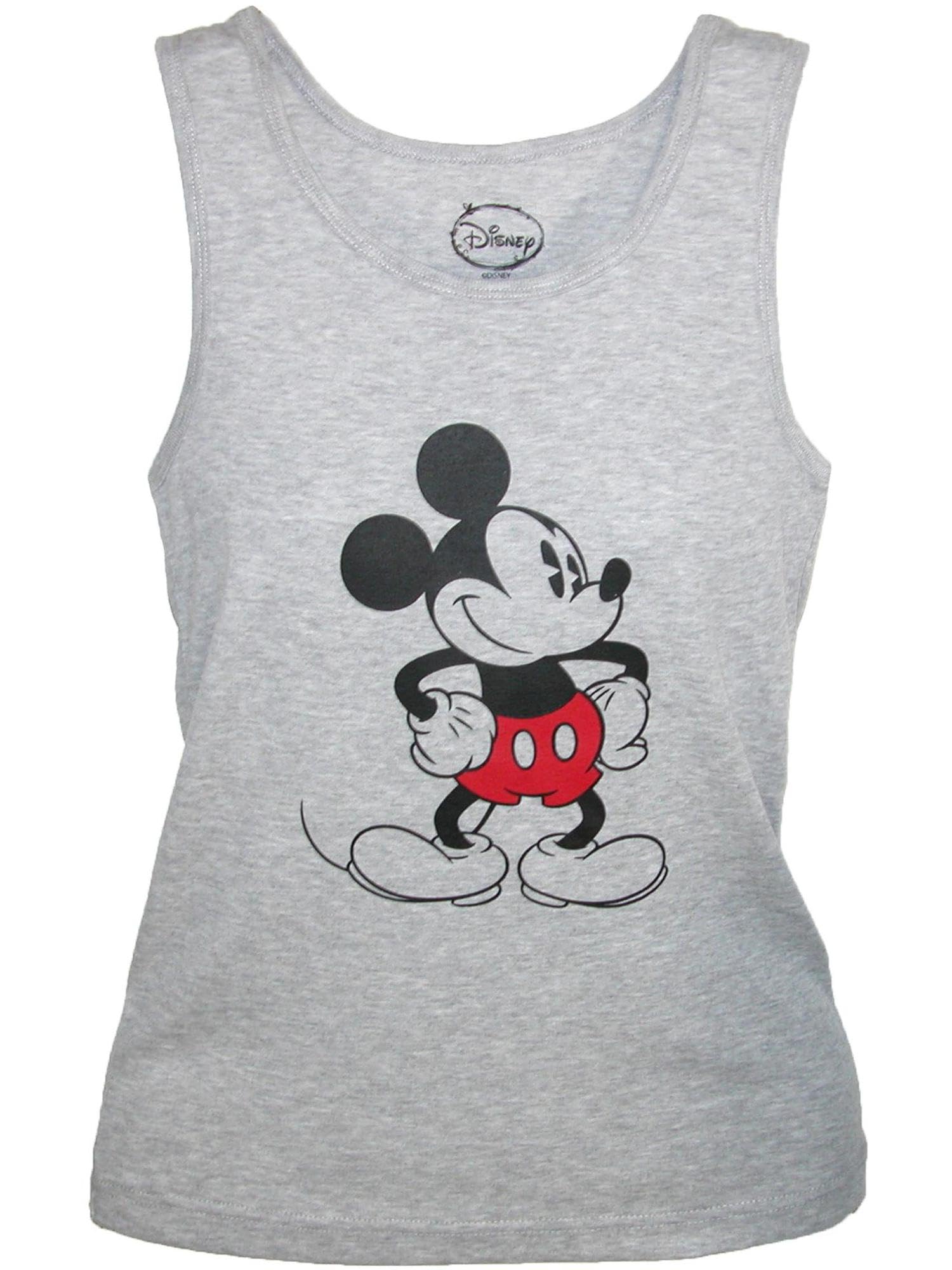 Disney Mickey Mouse Graphic Tank Top for Men & Women - Soft Cotton Grey Sleeveless Shirt, Large Size - Perfect for Summer, Beach, and Casual Outings
