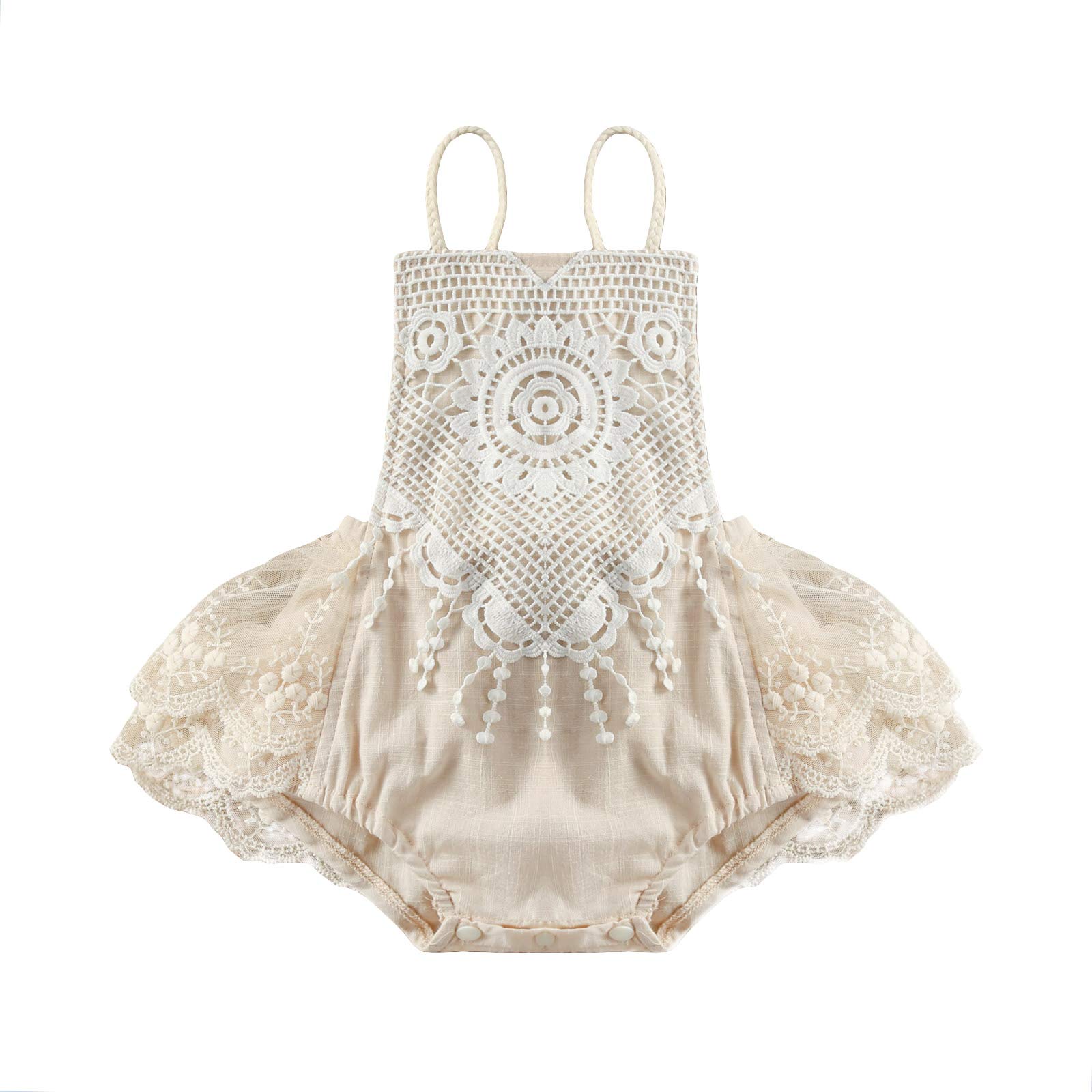 Hnyenmcko Newborn Baby Girl Lace Romper Dress - Ruffle Sleeveless Backless Tassel Jumpsuit for Summer Outfits | Perfect for Photoshoots, Parties & Special Occasions