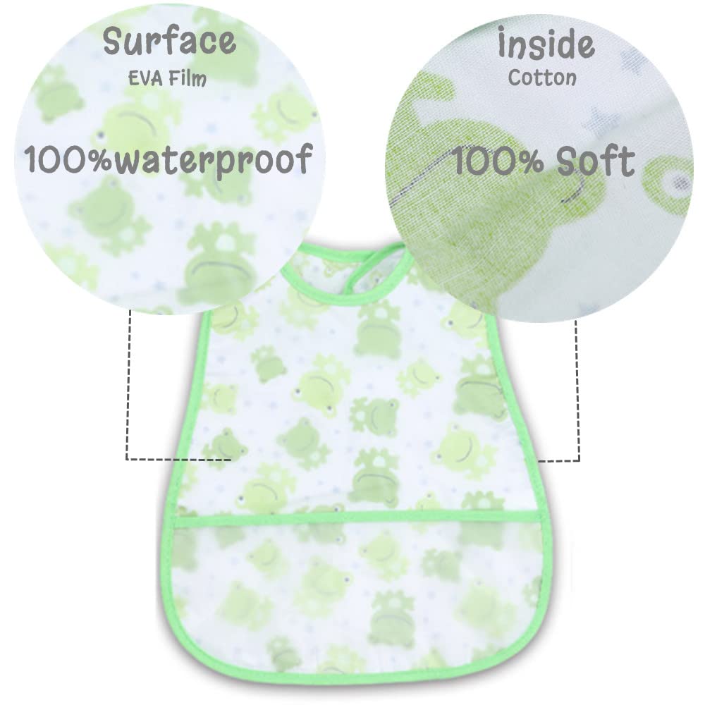 Waterproof Baby Bibs for Toddlers 6-36 Months - Soft Washable Feeding Bib with Pocket for Boys & Girls - Perfect for Mealtime, Daycare, and Travel