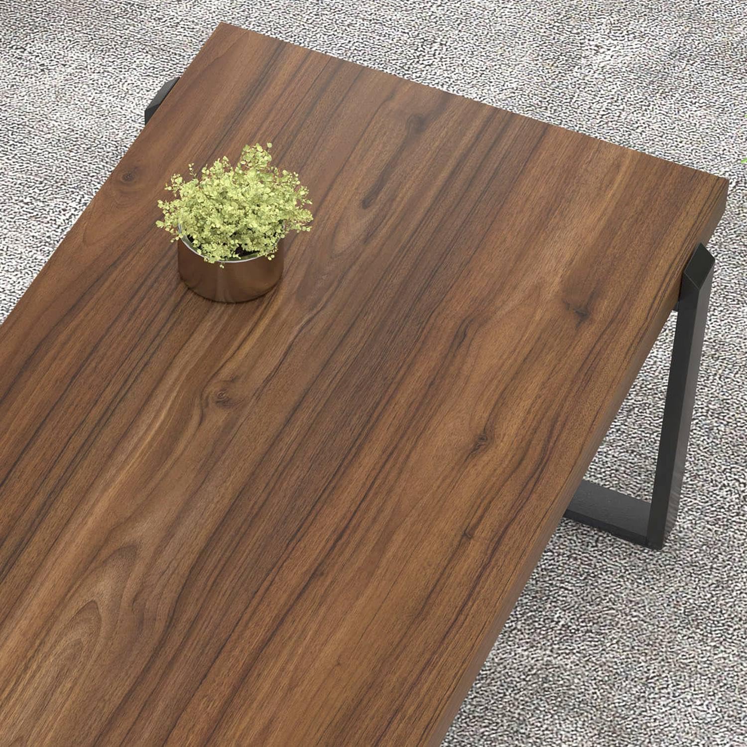 Modern Rustic Coffee Table - 44 Inch Walnut Wood & Metal Industrial Rectangle Cocktail Table for Living Room | Perfect for Home Decor, Entertaining Guests & Small Space Furniture