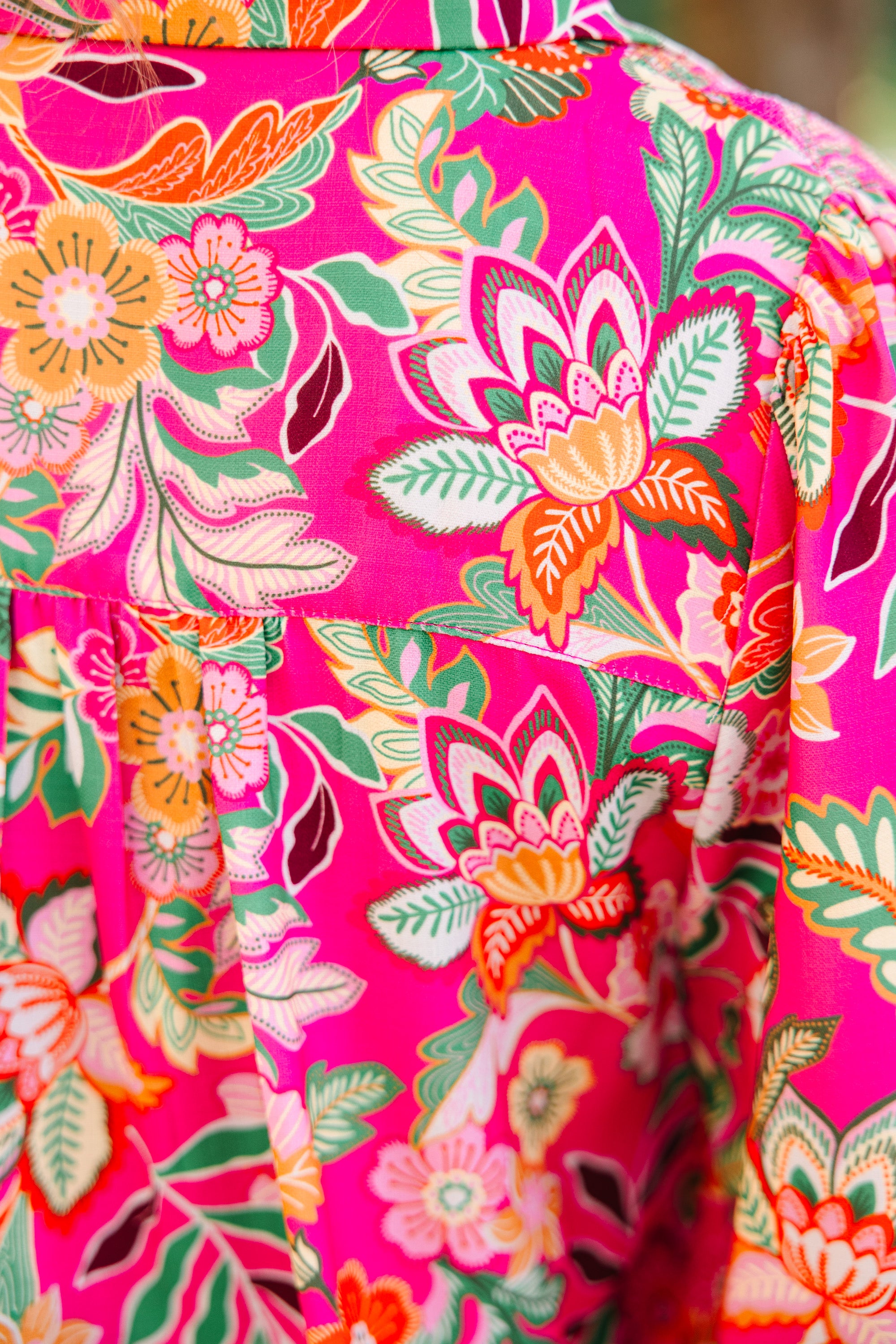Fate: Gorgeous New Day Hot Pink Floral Blouse - Women's Fashion Flowy Boho Top for Spring & Summer | Perfect for Date Nights, Beach Vacations & Casual Outings