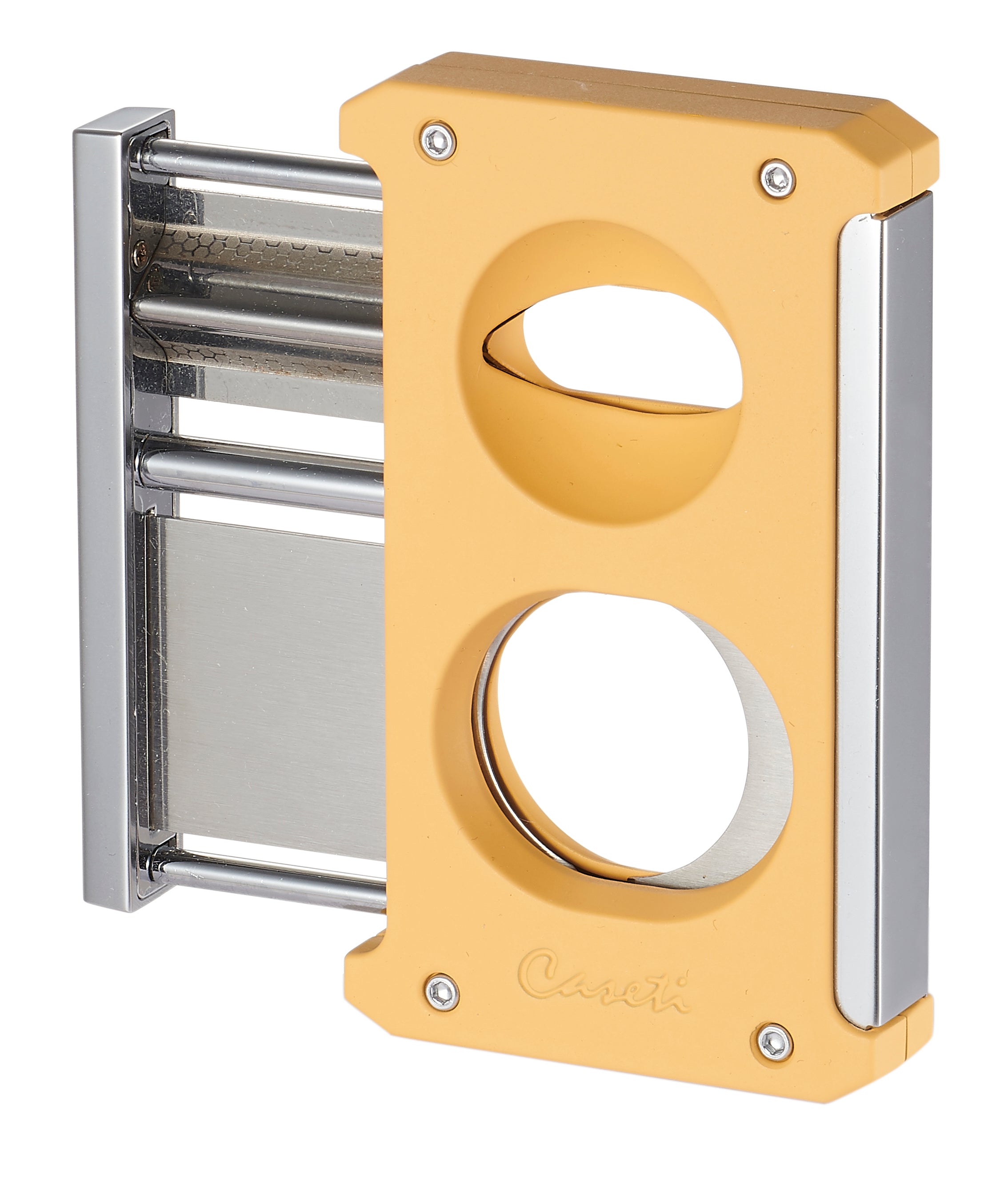 Premium Caseti Trident 3-in-1 Cigar Cutter - Stainless Steel Blade with Yellow Handle | Perfect for Cigar Aficionados, Gifts & Outdoor Smoking Accessories