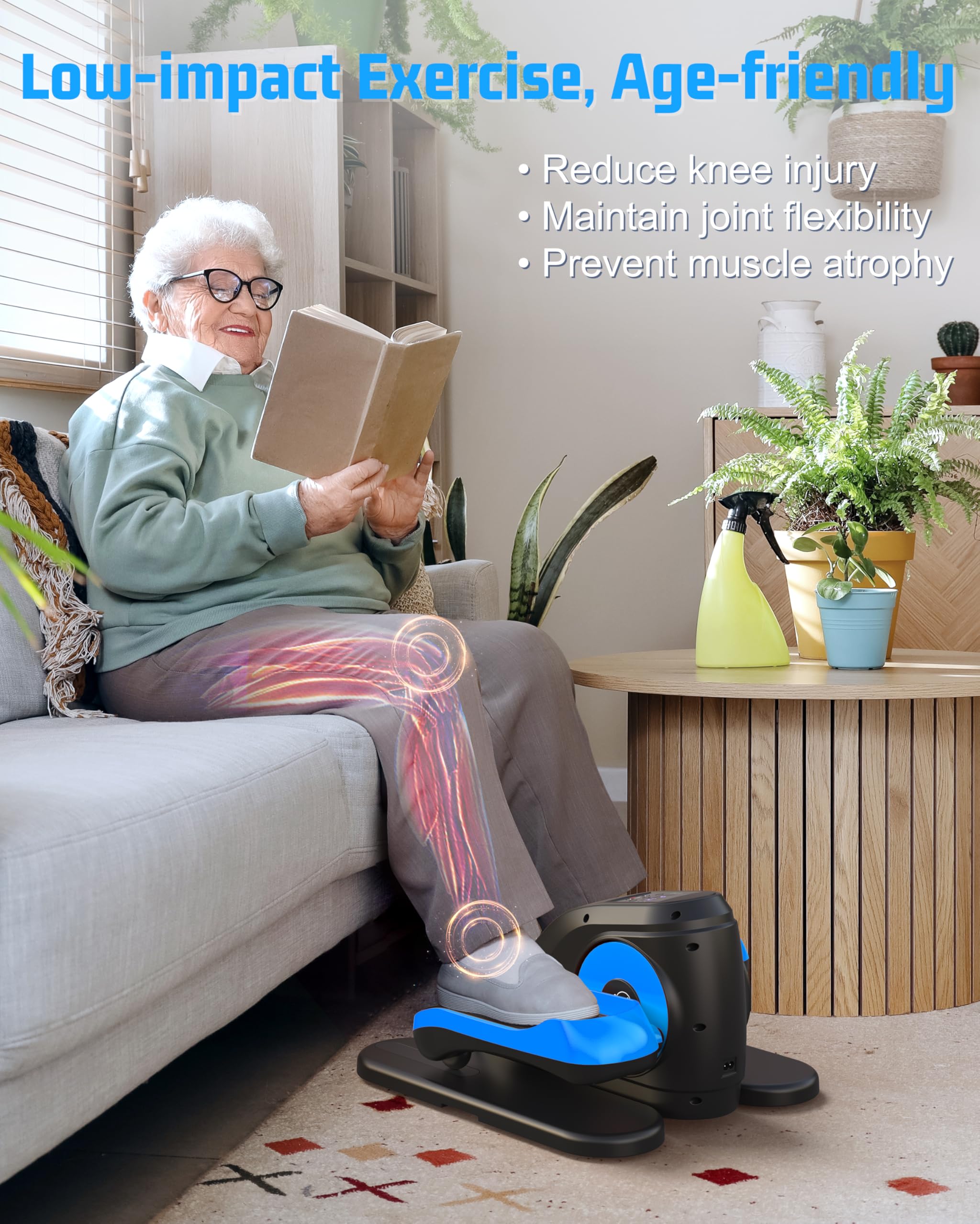 ANCHEER Under Desk Elliptical Machine - Quiet Electric Pedal Exerciser with Remote Control for Seniors | Manual & Auto Modes | Compact Leg Exercise Equipment for Home, Office & Physical Therapy Use