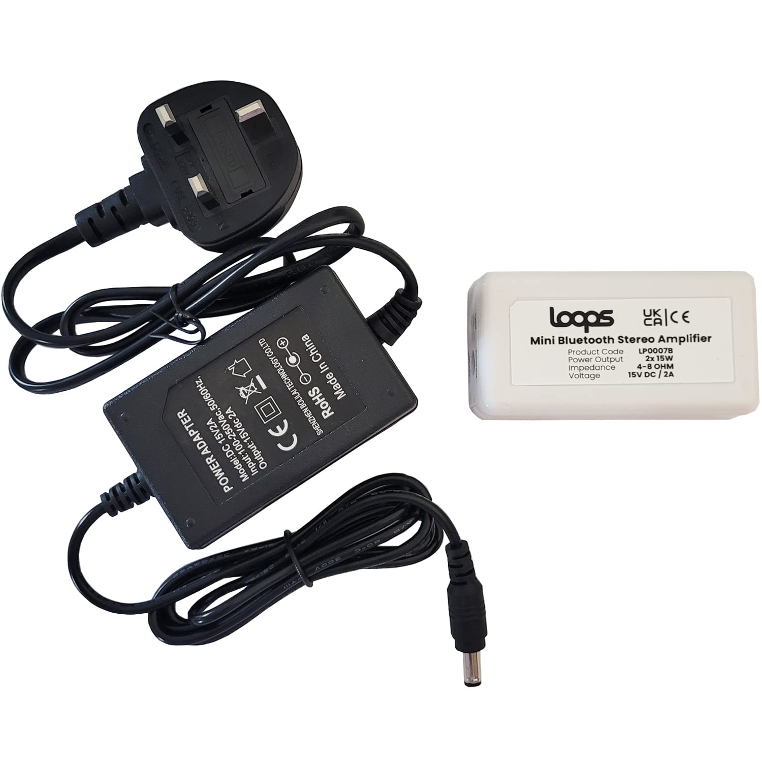 Loops Wireless Bluetooth Amplifier & 4x 60W White Wall Mounted Speaker Kit – HiFi Active Audio System for Home Theater, Streaming Music, and Background Sound | Perfect for Living Rooms, Parties, and Outdoor Entertainment
