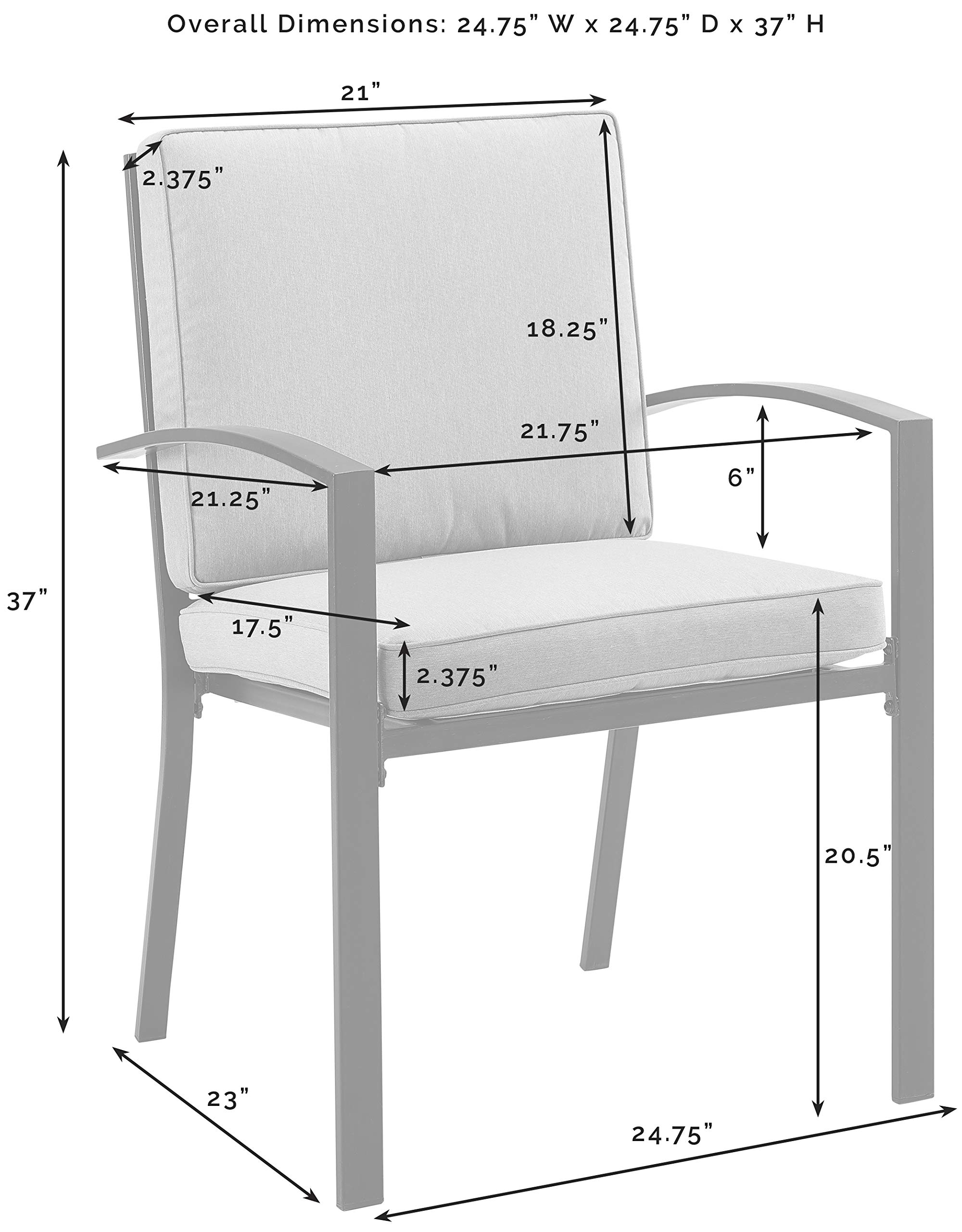 Crosley Kaplan 2-Piece Outdoor Dining Chair Set - Oiled Bronze Patio Chairs with Mist Cushions for Deck, Backyard, Garden & Poolside Relaxation