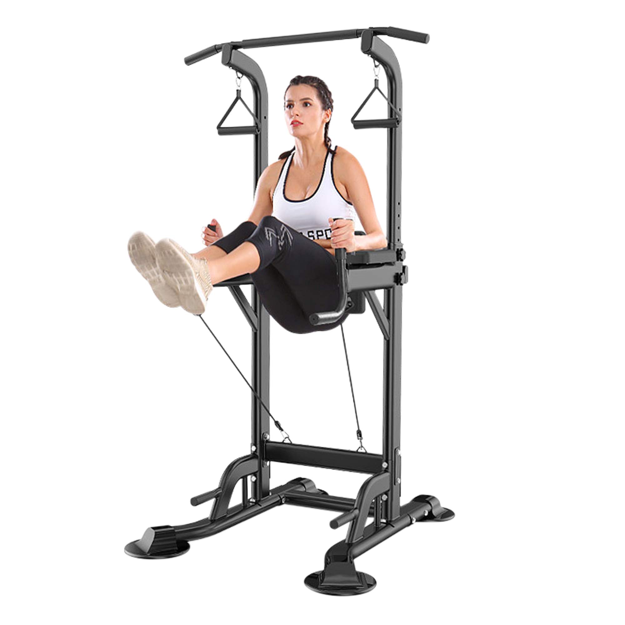 VIVOHOME Adjustable Power Tower for Home Gym - Multi-Function Pull Up Bar, Dip Station & Backrest - 330LBS Capacity Strength Training Equipment for Full Body Workout | Perfect for Small Spaces & Home Fitness Enthusiasts