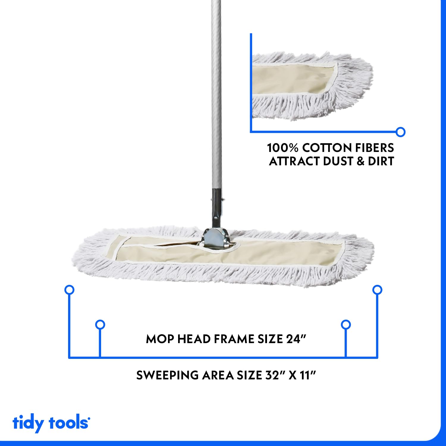 24 Inch Dust Mop with Extendable Metal Handle - 2 Mop Sets & 4 Refills Bundle for Hardwood Floors, Tile & Laminate - Heavy Duty Cleaning for Home & Office