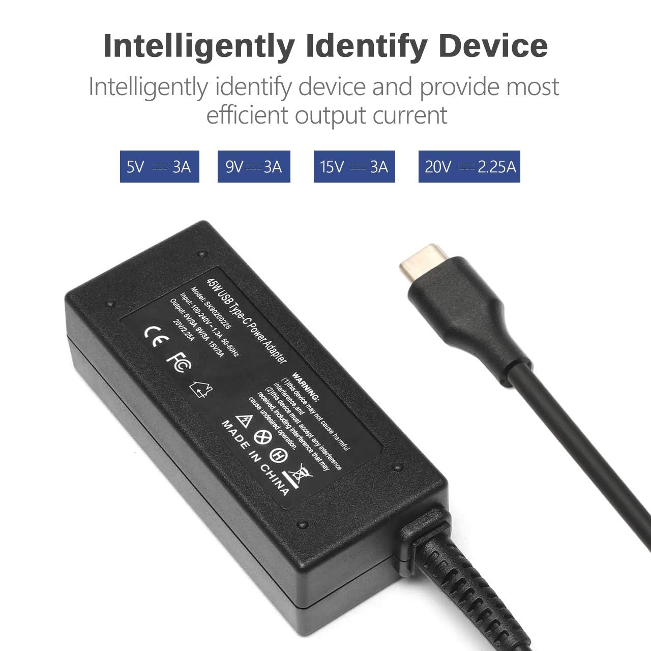 45W USB C Laptop Charger for HP Chromebook 11/11A/13/14/14A/G5/X360 & 14-ca Series - Fast Charging Power Adapter for Home, Office & Travel Use