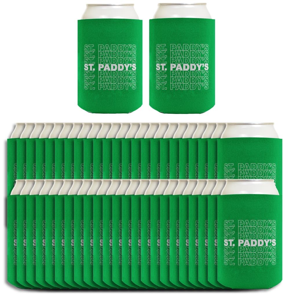 St. Patrick's Day Party Supplies - 48-Pack Drink Can Coolers with Word Art for St. Paddy's Celebrations | Perfect for Irish Themed Parties, Bar Decorations & Festive Gatherings