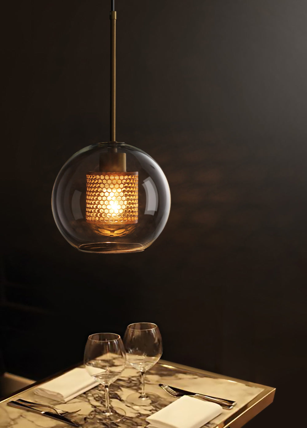 Chiswick Glass Pendant Light - Modern Hanging Ceiling Lamp for Kitchen Island, Dining Room & Bedroom Lighting