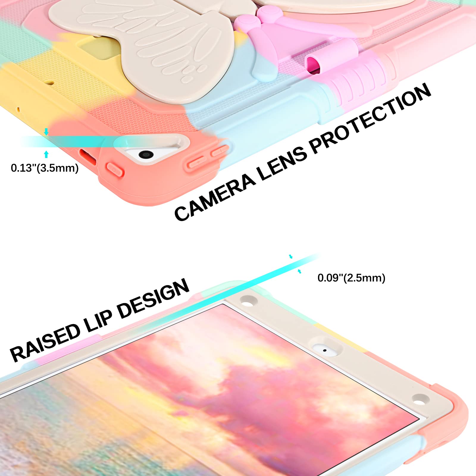 VENINGO iPad Air 2 & iPad 9.7 (5th/6th Gen) & iPad Pro 9.7 Case - Shockproof 2-in-1 Protective Cover with Stand & Pen Holder for Women - Colorful Pink | Perfect for Work, School & Travel