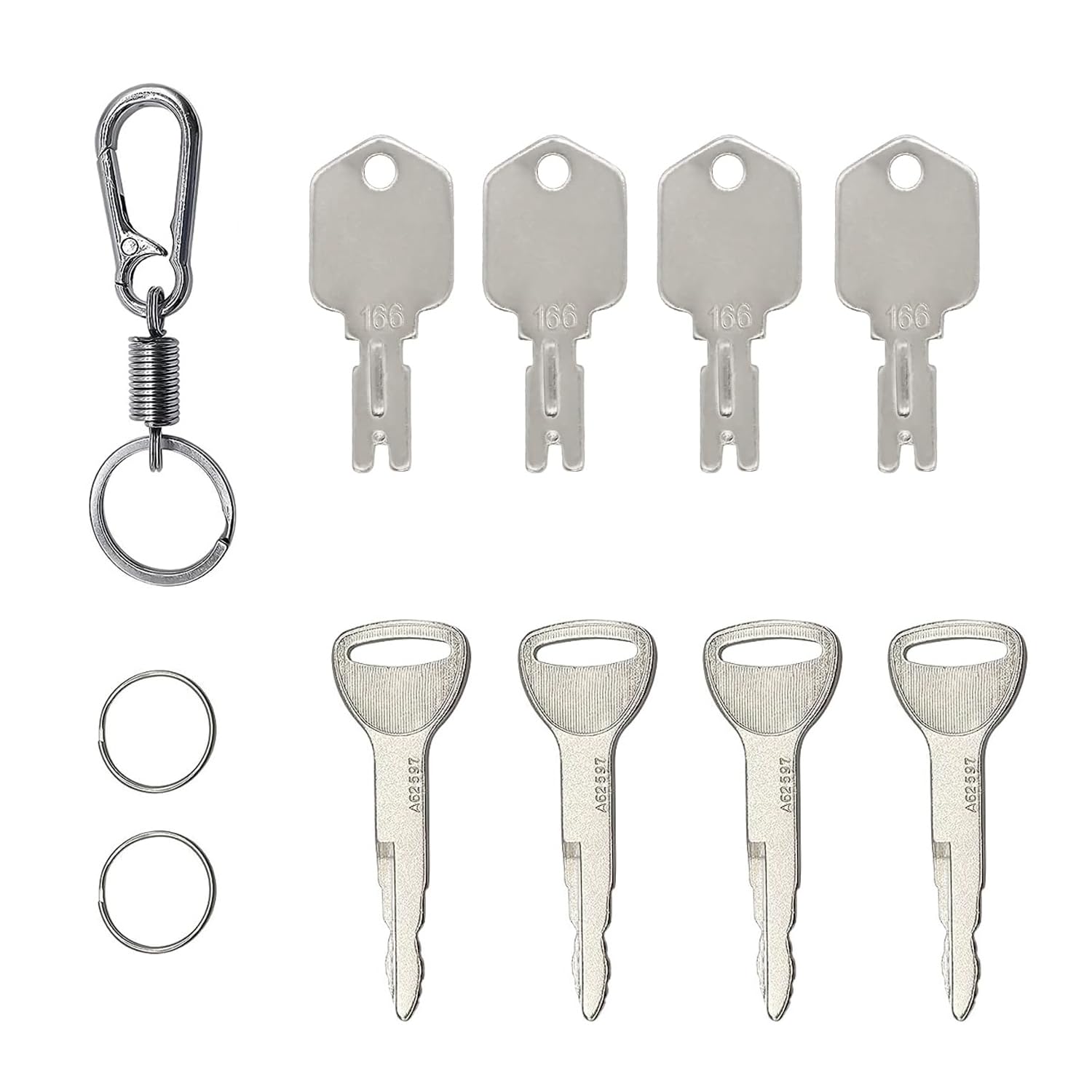 8PCS 166 A62597 Ignition Key Set Compatible with Forklifts & Heavy Equipment - Replacement Keys for Warehouse, Construction & Industrial Machinery