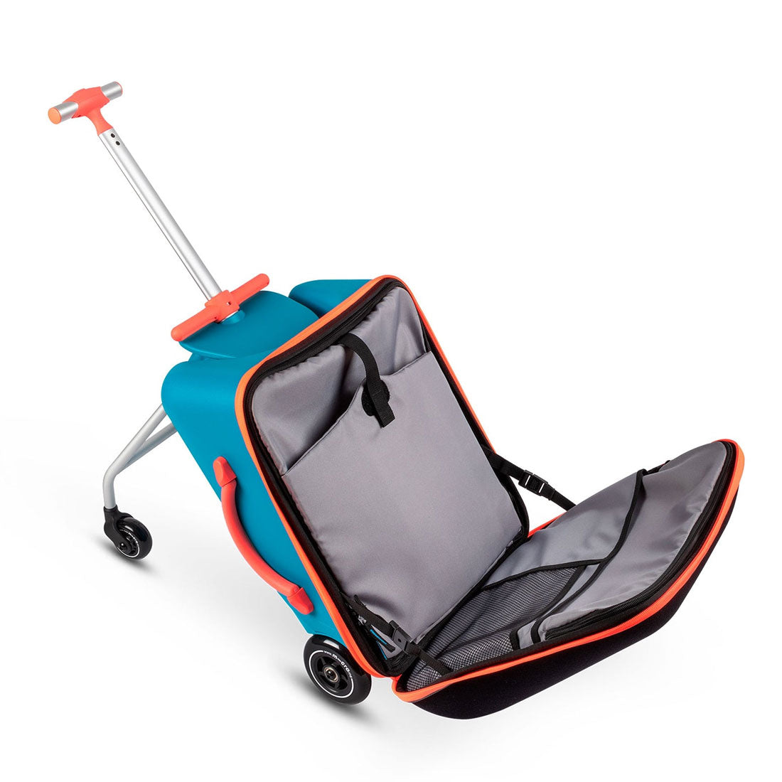 Micro Ride On Luggage for Kids - Lightweight Carry-On Suitcase with Wheels, Ocean Blue - Perfect for Air Travel, Family Vacations & School Trips