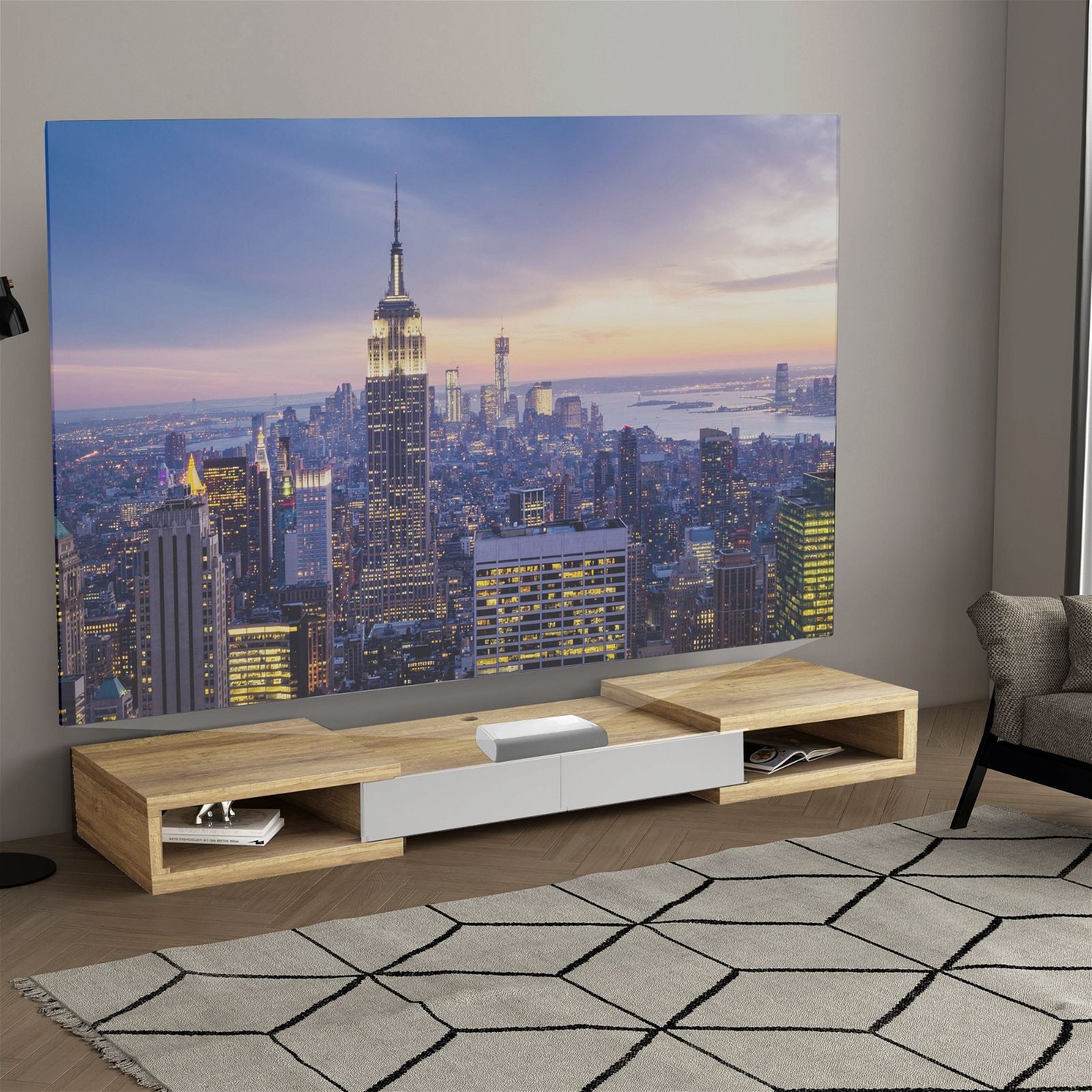 Tauris™ 250cm Light Oak Split Expandable TV Stand - Modern Media Console for Living Room, Bedroom & Home Theater