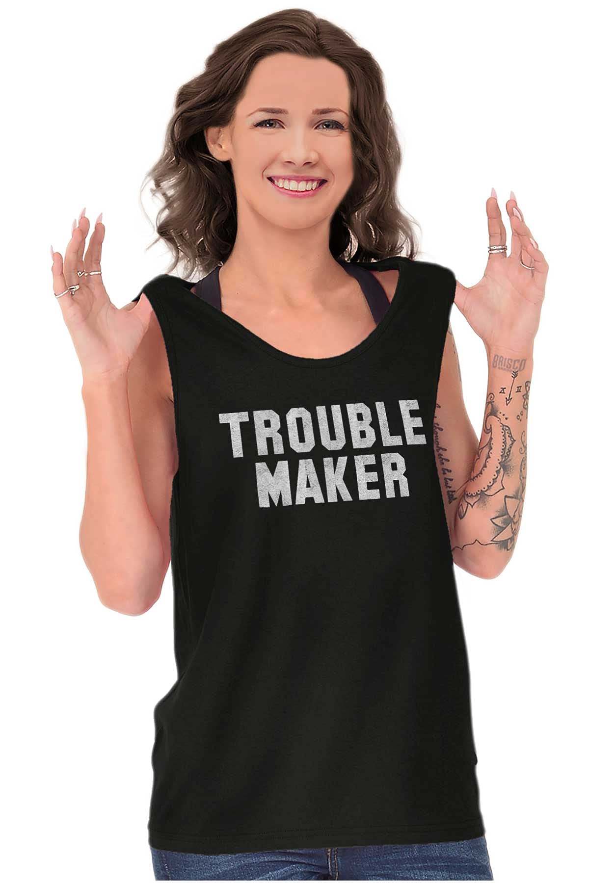 Rebel College Party Tank Top for Men & Women - Trouble Maker Graphic Tee - Perfect for Frat Parties, Concerts & Casual Outings