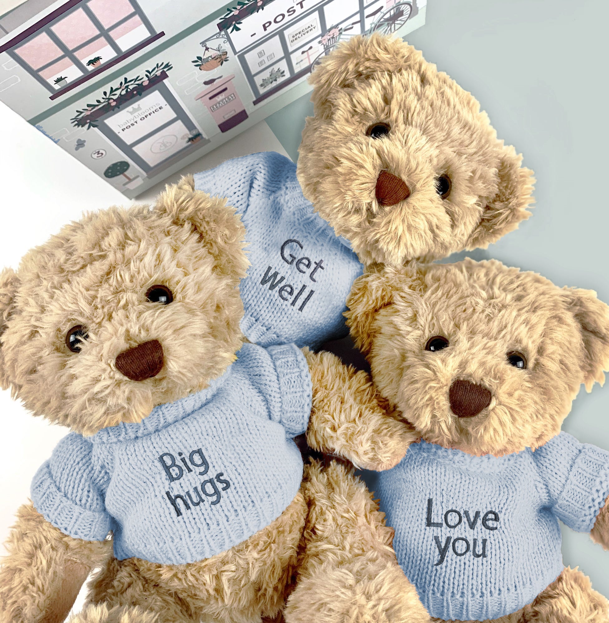 Send A Bear Hug - Soft Blue Plush Stuffed Animal Gift for Kids & Adults - Perfect for Birthdays, Valentine's Day & Comfort Gifts
