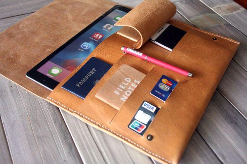 Premium Handmade Leather Laptop Sleeve for Surface Pro/Book - Durable Protective Case for Work, Travel & School | 13-15 Inch Device Protection
