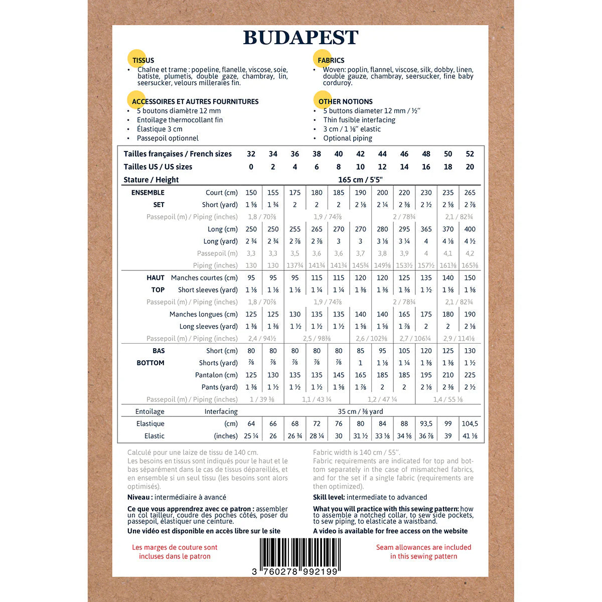 Budapest Pajama Pattern - Comfortable Sleepwear Sewing Template for Women & Men | Perfect for DIY Nightwear, Loungewear, and Home Relaxation