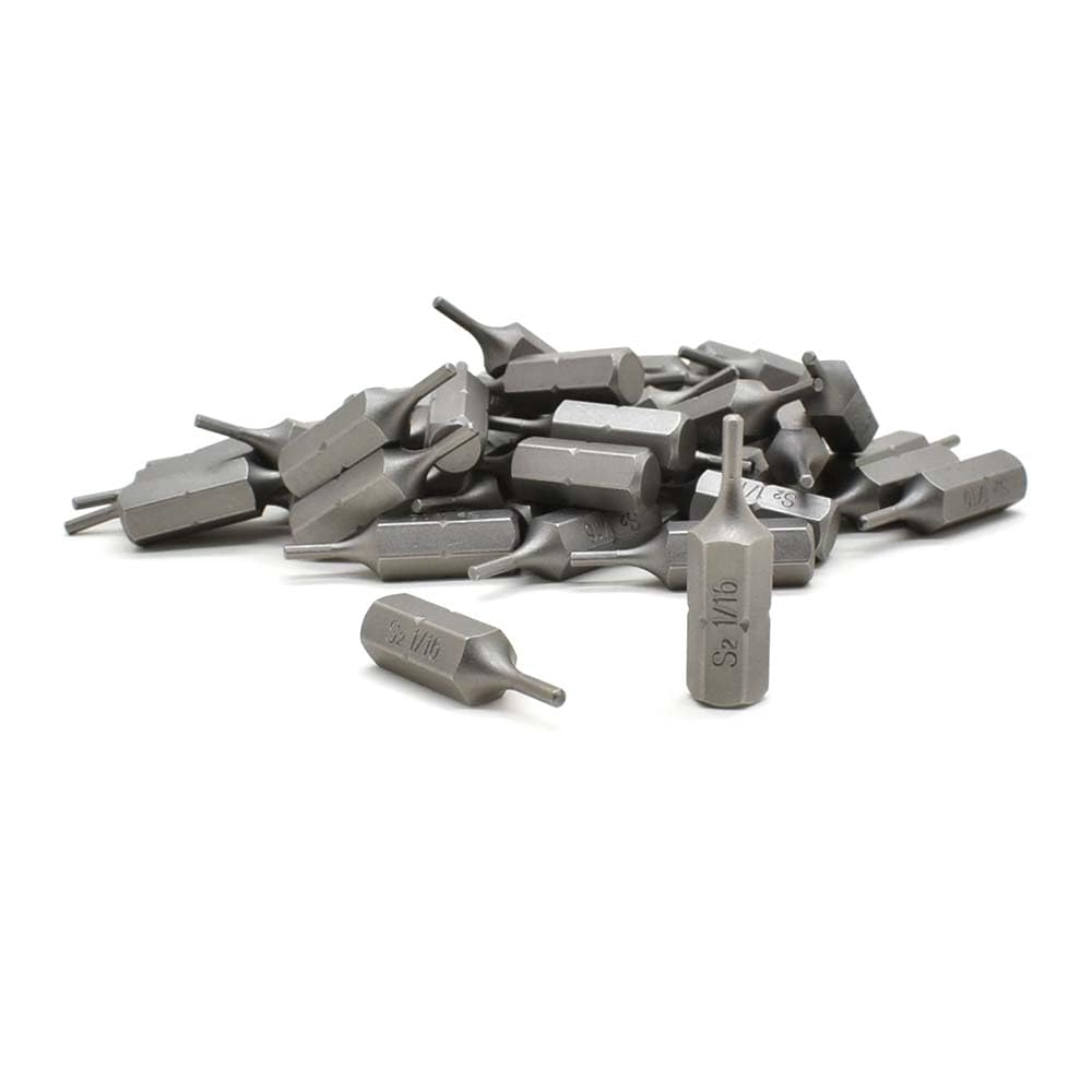 BH106-50PK Single End Hexagonal Screwdriver Bits - 1 Inch Long - 1/16 Hex - 50 Pack for Precision Electronics & Small Appliance Repairs