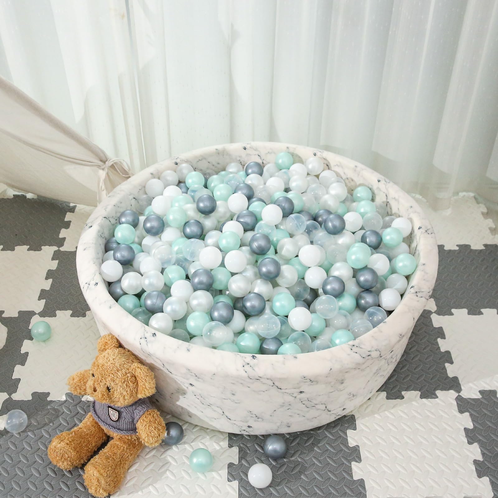 STARBOLO 100-Piece Crush-Proof Plastic Ball Pit Balls for Toddlers - Safe Play Tent, Baby Pool & Kiddie Pool Toys, Party Decorations & Photo Props - Perfect for Indoor Play, Birthday Parties & Sensory Play Activities