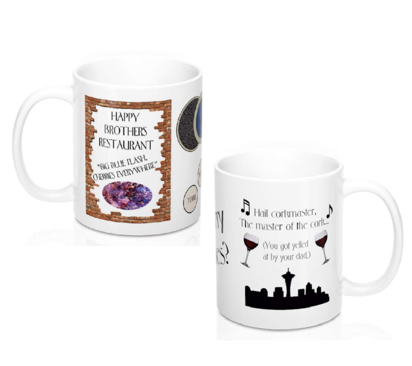 Frasier TV Show Coffee Mug Set of 2 - Crane Brothers & Seattle Skyline Design - Perfect Gift for Frasier Fans, Coffee Lovers & Office Use | Durable Ceramic Mugs for Hot Drinks, Home Decor & TV Show Collectors