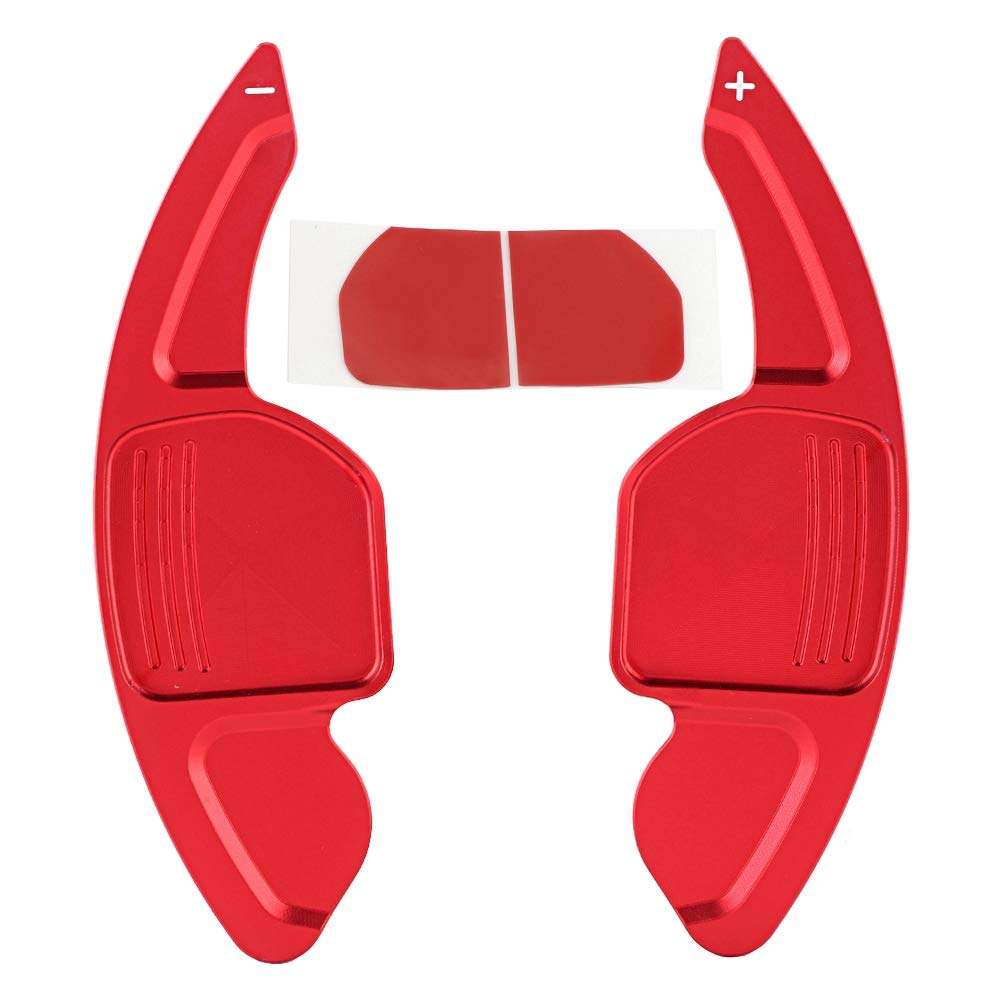 KIMISS 2pcs Aluminum Alloy Car Steering Wheel Shift Paddle Extensions - Compatible with Audi A3/A4L (2013-2016), A5 (2012-2016) - Bright Red Racing Accessories for Enhanced Driving Performance & Sporty Look