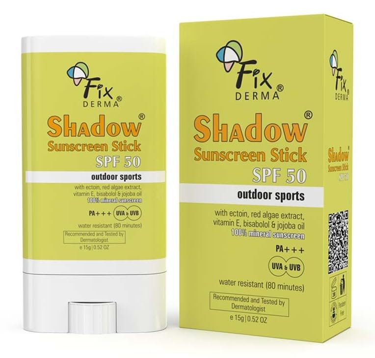 FIXDERMA SPF 50 Sunscreen Stick with Vitamin E & Jojoba Oil - Mineral Sun Protection for Face & Body, Non-Greasy Sunscreen for Outdoor Sports, Swimming & Daily Use - White (15g)