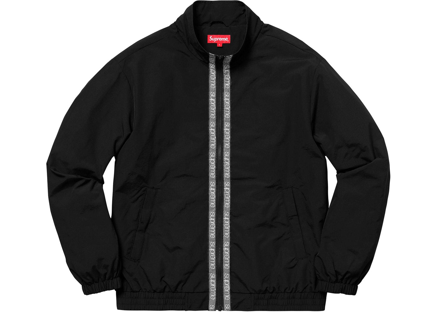 Supreme Classic Logo Taping Track Jacket Black - Men's Streetwear Hoodie for Urban Fashion & Gym Workouts